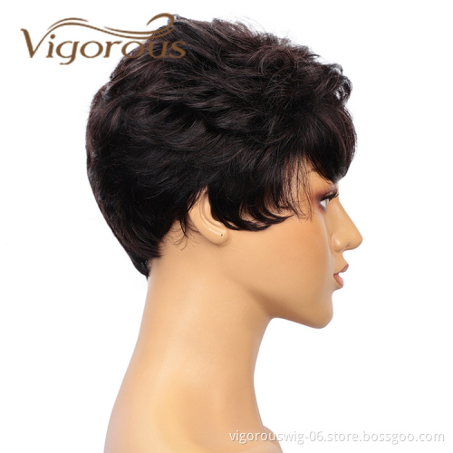 Short Bob Cut Black Cute Human Pixie Curls Cheap Wholesale For White Women Straight 100% Real India Human Hair